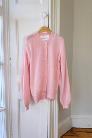 Baby Pink Oversized Fluffy Knit Cardigan (Sample)