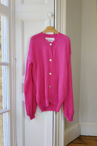 Magenta Oversized Fluffy Knit Cardigan (Sample)