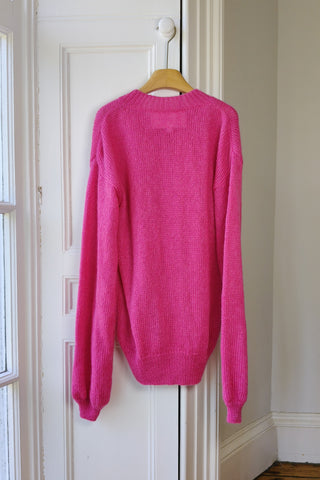 Magenta Oversized Fluffy Knit Cardigan (Sample)