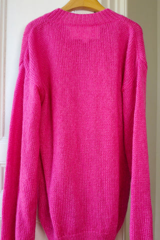 Magenta Oversized Fluffy Knit Cardigan (Sample)