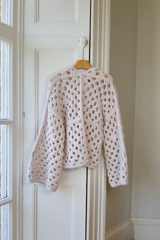 White Crochet Knit Cardigan S/M (Sample)