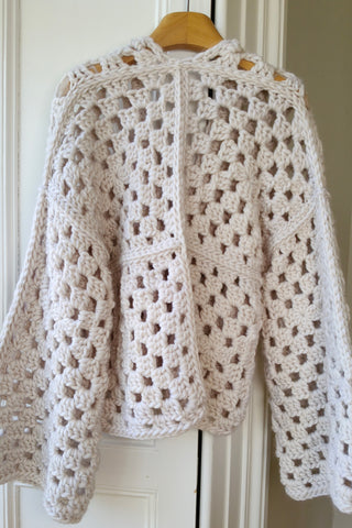 White Crochet Knit Cardigan S/M (Sample)