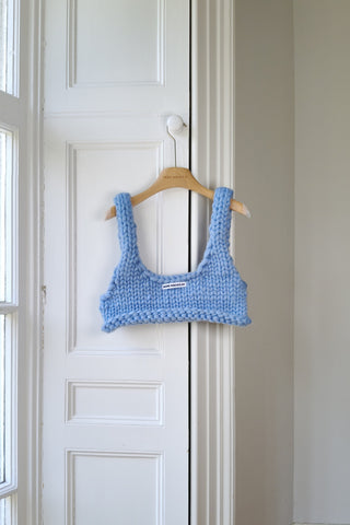 Blue Chunky Knit Bralette XXL (Sample)