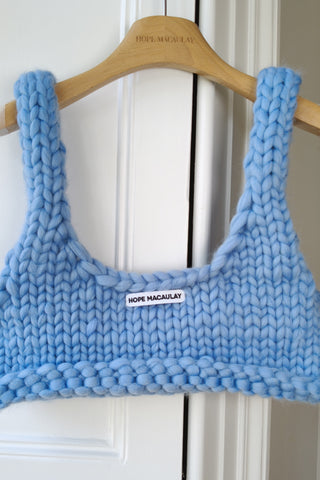 Blue Chunky Knit Bralette XXL (Sample)