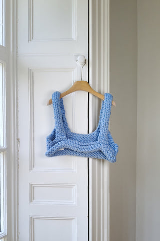 Blue Chunky Knit Bralette XXL (Sample)