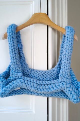 Blue Chunky Knit Bralette XXL (Sample)