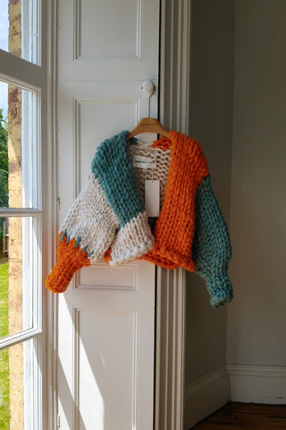 1of1 Orange, White & Teal Colossal Knit Cardigan S/M (Sample)