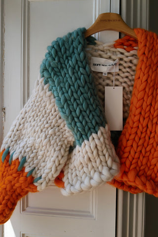 1of1 Orange, White & Teal Colossal Knit Cardigan S/M (Sample)
