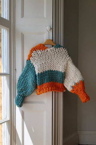 1of1 Orange, White & Teal Colossal Knit Cardigan S/M (Sample)