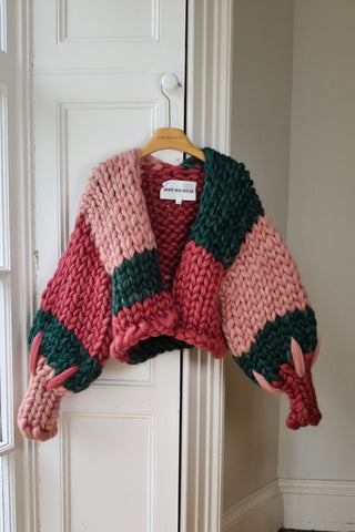 Patchwork Irish Wool Colossal Knit Cardigan S/M (Sample)