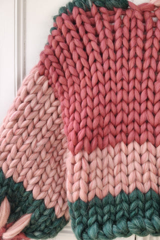 Patchwork Irish Wool Colossal Knit Cardigan S/M (Sample)