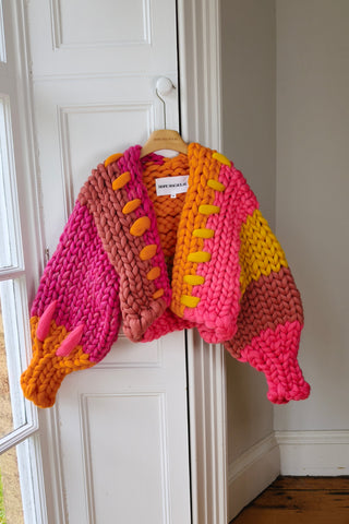 Patchwork Sparkle Colossal Knit Cardigan S/M (Sample)