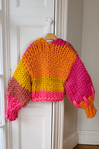 Patchwork Sparkle Colossal Knit Cardigan S/M (Sample)