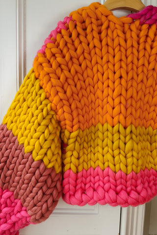 Patchwork Sparkle Colossal Knit Cardigan S/M (Sample)