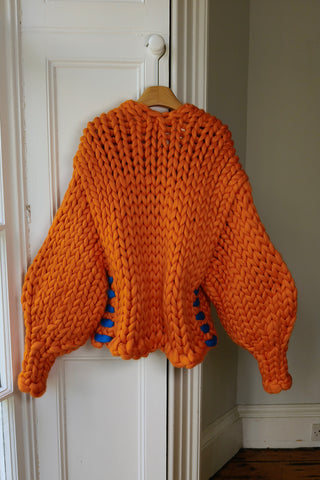 Orange & Blue Vegan Colossal Knit Cardigan M/L (Sample)