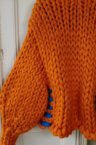 Orange & Blue Vegan Colossal Knit Cardigan M/L (Sample)