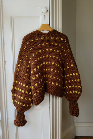 Chocolate Polka Dot Chunky Knit Cardigan S/M (Sample)