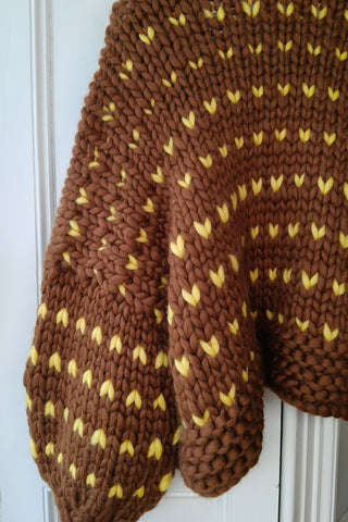 Chocolate Polka Dot Chunky Knit Cardigan S/M (Sample)
