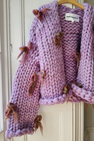 Purple Bow Colossal Knit Cardigan L/XL (Sample)