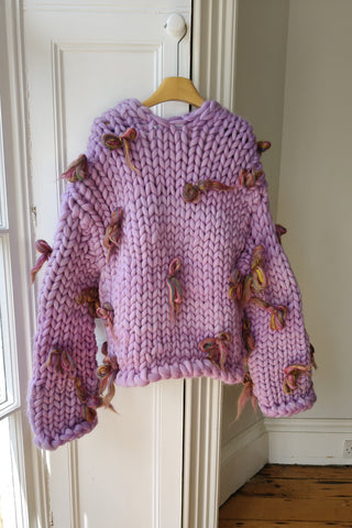 Purple Bow Colossal Knit Cardigan L/XL (Sample)