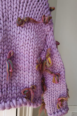 Purple Bow Colossal Knit Cardigan L/XL (Sample)