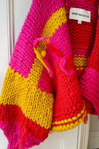 Red Stripe Chunky Knit Cardigan S/M (Sample)