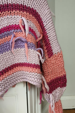 Pink Stripe Chunky Knit Cardigan S/M (Sample)