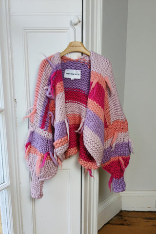 Pink Stripe Chunky Knit Cardigan M/L (Sample)