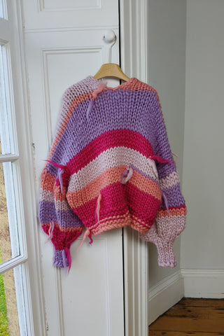 Pink Stripe Chunky Knit Cardigan M/L (Sample)