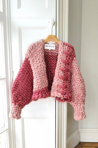Mulberry & Pink Irish Wool Colossal Knit Cardigan S/M (Sample)