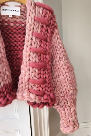 Mulberry & Pink Irish Wool Colossal Knit Cardigan S/M (Sample)