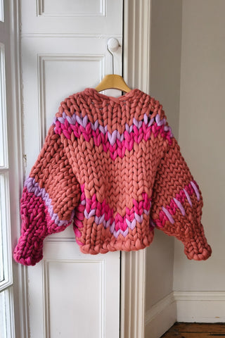 #3 Rose Stripe Colossal Knit Cardigan M/L (Sample)