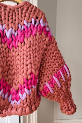 #3 Rose Stripe Colossal Knit Cardigan M/L (Sample)
