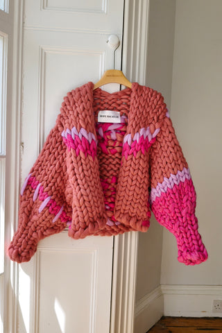 #3 Rose Stripe Colossal Knit Cardigan M/L (Sample)