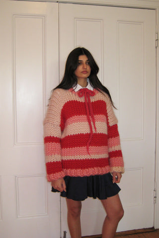 Red Stripe Chunky Knit Sweater