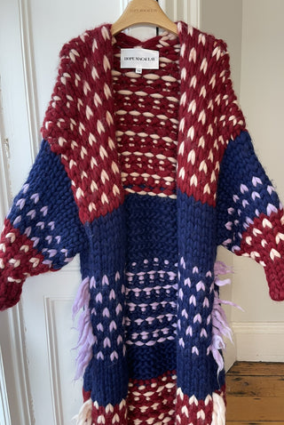 Erin Polka Dot Chunky Knit Maxi Cardigan S/M (Discontinued Sample)