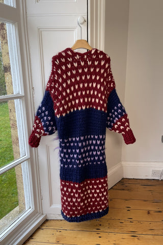 Erin Polka Dot Chunky Knit Maxi Cardigan S/M (Discontinued Sample)