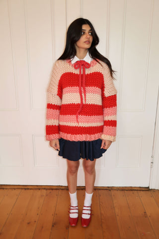 Red Stripe Chunky Knit Sweater