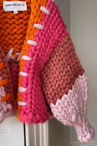 1of1 Patchwork Pink & Orange Colossal Knit Cardigan S/M (Sample)