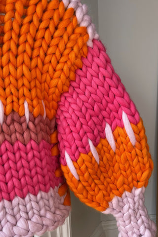 1of1 Patchwork Pink & Orange Colossal Knit Cardigan S/M (Sample)