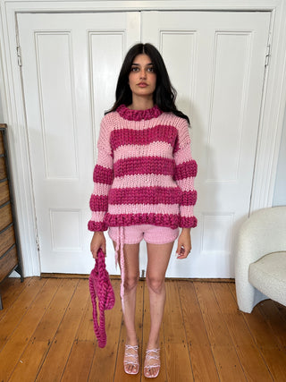 Sparkle Pink Bubble Knit Sweater S/M (Limited Edition Sample)