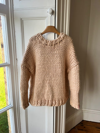 Cream Bow Chunky Knit Sweater (Sample)