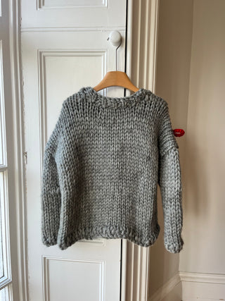 Grey Bow Chunky Knit Sweater (Sample)