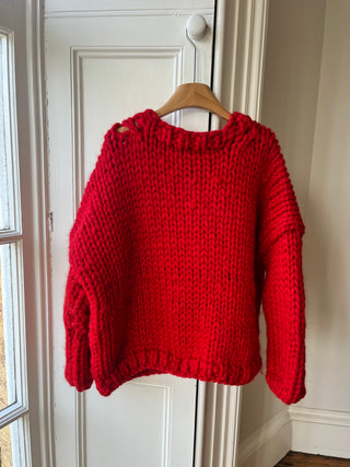 Red Bow Chunky Knit Sweater (Sample)