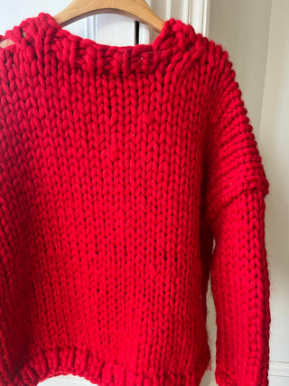 Red Bow Chunky Knit Sweater (Sample)