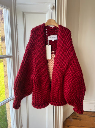 Burgundy Star Colossal Knit Cardigan (Sample)