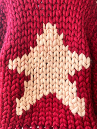 Burgundy Star Colossal Knit Cardigan (Sample)