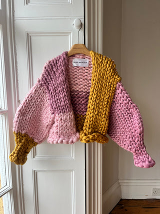 Pink and Amber Colossal Knit Cardigan (Sample)