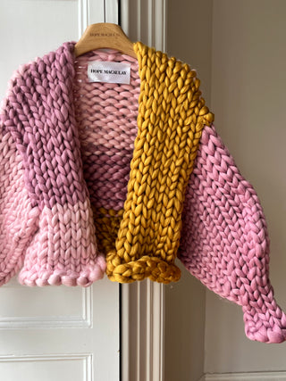 Pink and Amber Colossal Knit Cardigan (Sample)