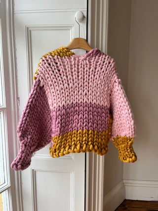 Pink and Amber Colossal Knit Cardigan (Sample)